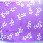 Bali Export. plumeria sarong purple and white flower.