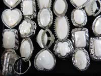 Wholesale lots jewelry large white sea shell silver plated rings