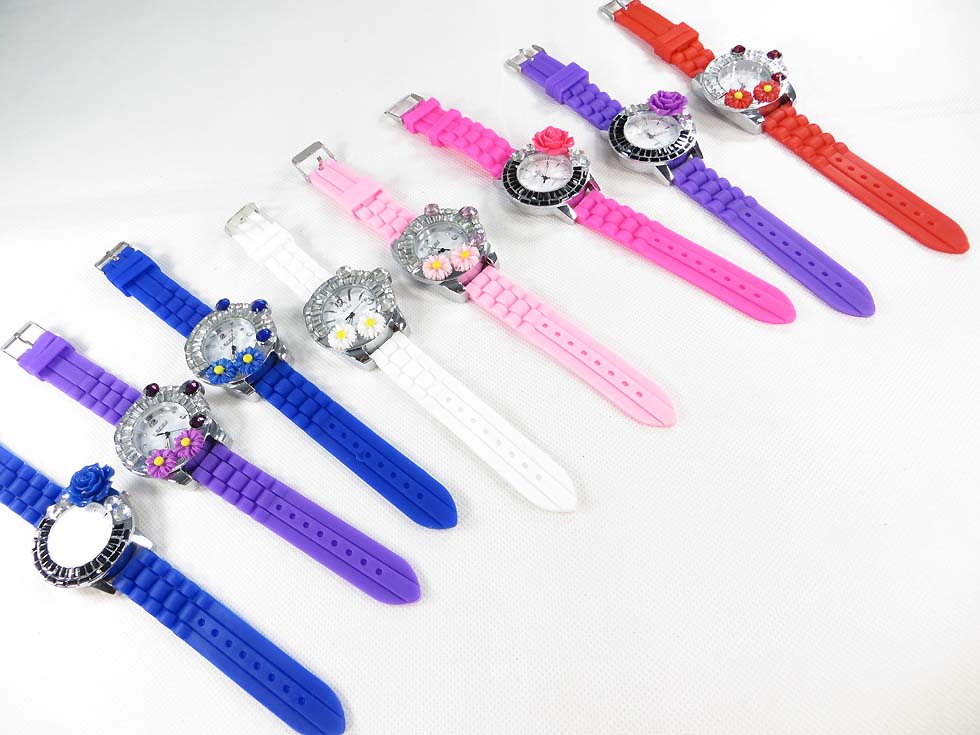 rubber-jelly-band-watch-flower-1a