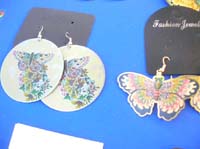 dangle-pierced-hook-earrings-1f-painted-flower-butterfly