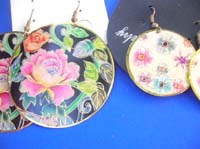 dangle-pierced-hook-earrings-1h-painted-flower-butterfly
