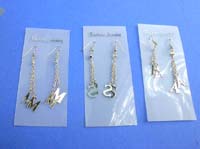 Long silver high fashion earrings with alphabet letter charms