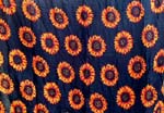 wholesale apparel supplier distribute rayon wrapping long skirt, Orange sunflower design in black background color
